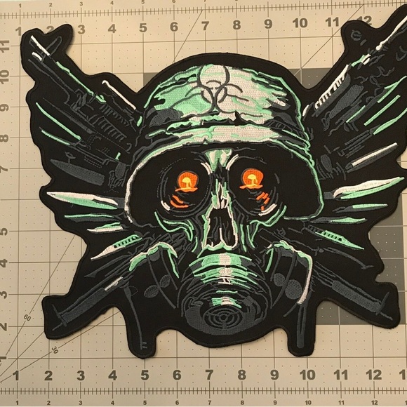 Zombie Skull Back Patch Biker Iron or Sew on Patch - Picture 3 of 4